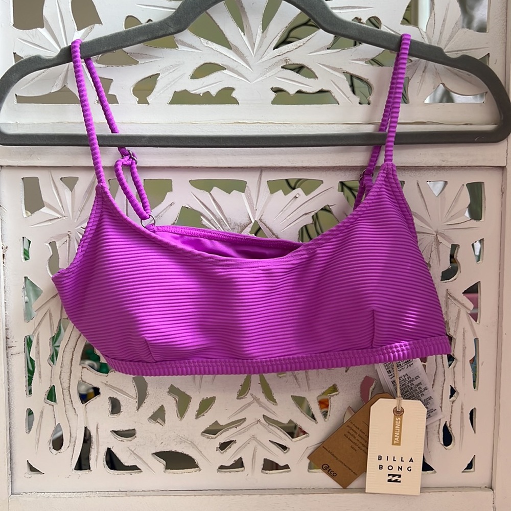 NWT Billabong Tanlines Avery mini scoop neck bikini top. Color: purple - Picture 1 of 10